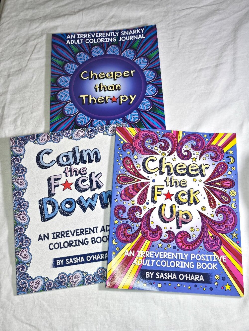 NEW! Lot of 3 Sasha O’Hara Positive Snarky Irreverent Adult Coloring Books